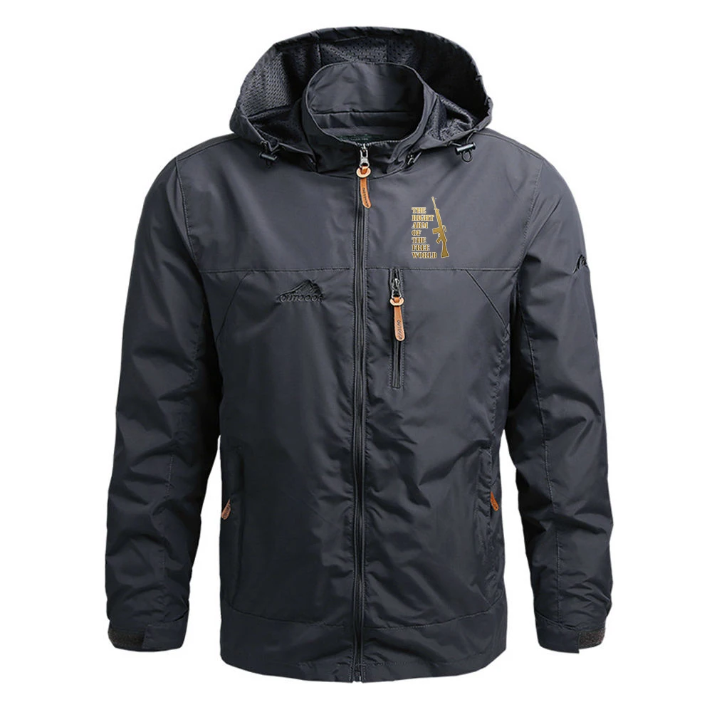 Spring And Autumn Men's 2026 The Right Arm of the Free World Military style Logo Print Daily commute Leisure Hoodies Coat
