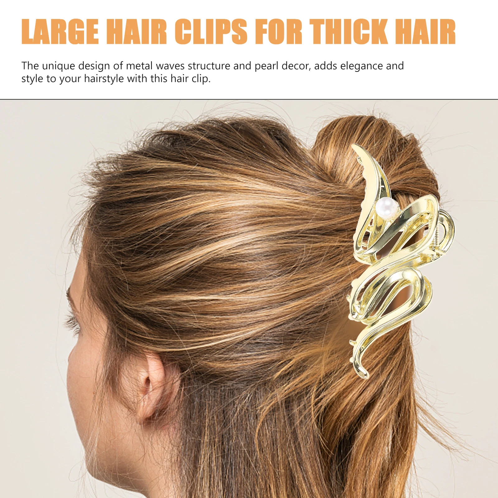 

2pcs Pearl Shark Clip Metal Claw Hair Clips for Women Silver Gold Large Jaw Clips Thick Thin Hair Styling Accessories