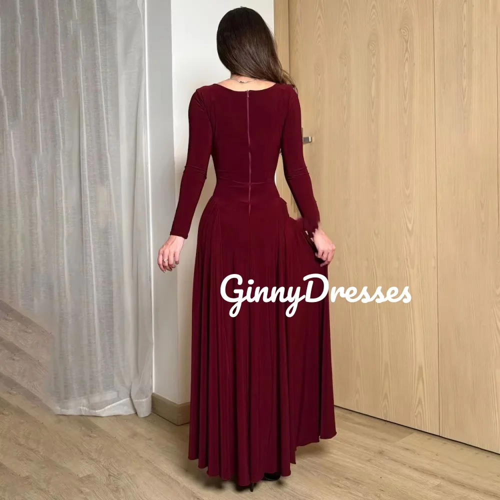 Robe de soirée de mariage personnalisée bordeaux, ligne a, encolure dégagée, longueur au sol, robes de soirée élégantes pour femmes, fermeture éclair, robe formelle