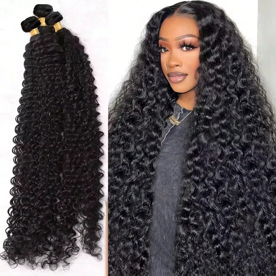 Deep Wave Bundles Human Hair Curly Hair Bundles Raw Hair Bundles 1/3/4 PC Brazilian Deep Curly Hair Bundles Human Hair For Woman image 3