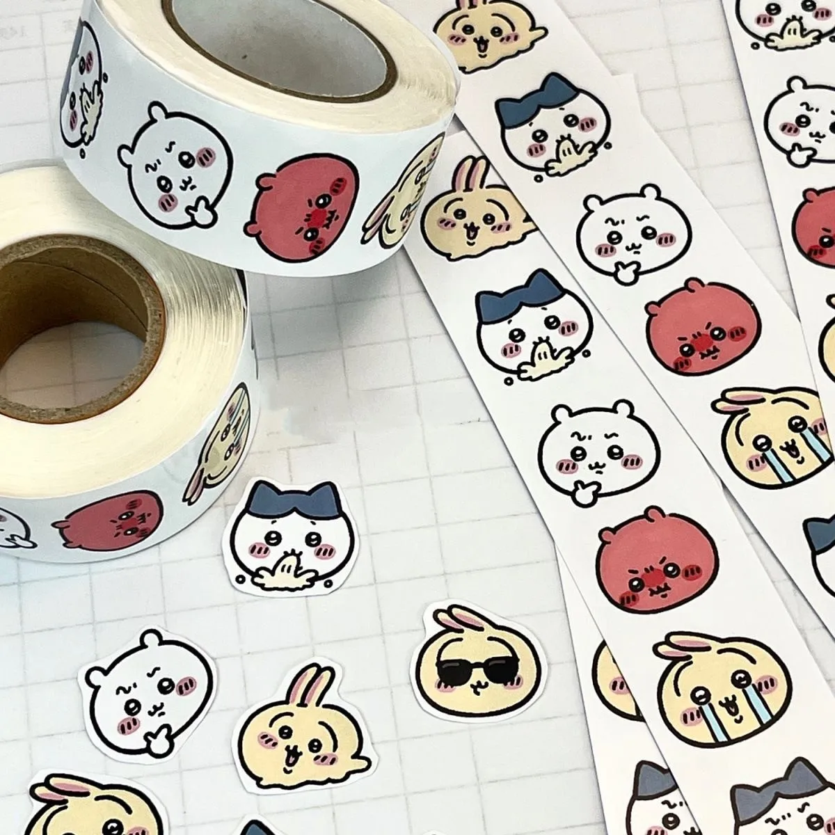 1000PCS Kawaii Chiikawa Roll Stickers Lovely Anime Sticker Handbill Material Cute High Appearance Level Envelope Sealing Sticker