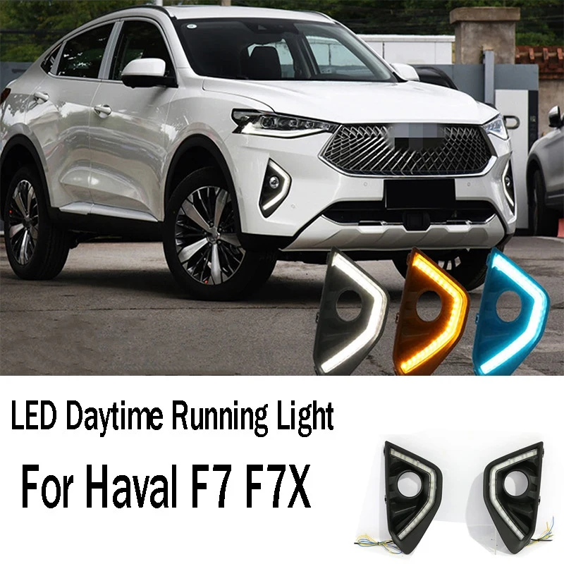 

For Haval F7 F7X Turn Yellow And Blue Signal Relay Waterproof Car DRL 12V LED Daytime Running Light Fog Lamp