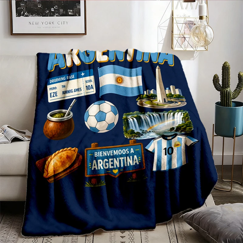 Argentina Football Fan 2026 Flannel Blanket, Argentinian Football Tournament Flannel Throw, Argentina Travel 2026 Cozy