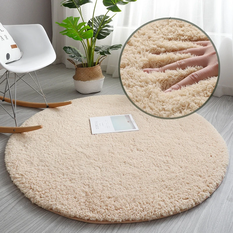 Plush Round Rug for Floor Living Room Nordic Round Mat Plush Area Carpet Shaggy Rug for Room Decor Prayer Mat Tapetes De Quarto