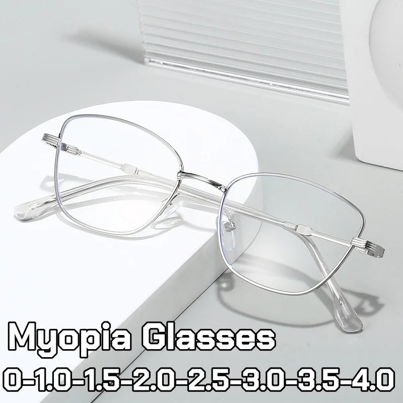 

Retro Luxury Cat Eye Myopia Glasses Women Men Fashion Business Metal Frame Anti Blue Light Eye Protection Near Sight Eyeglasses