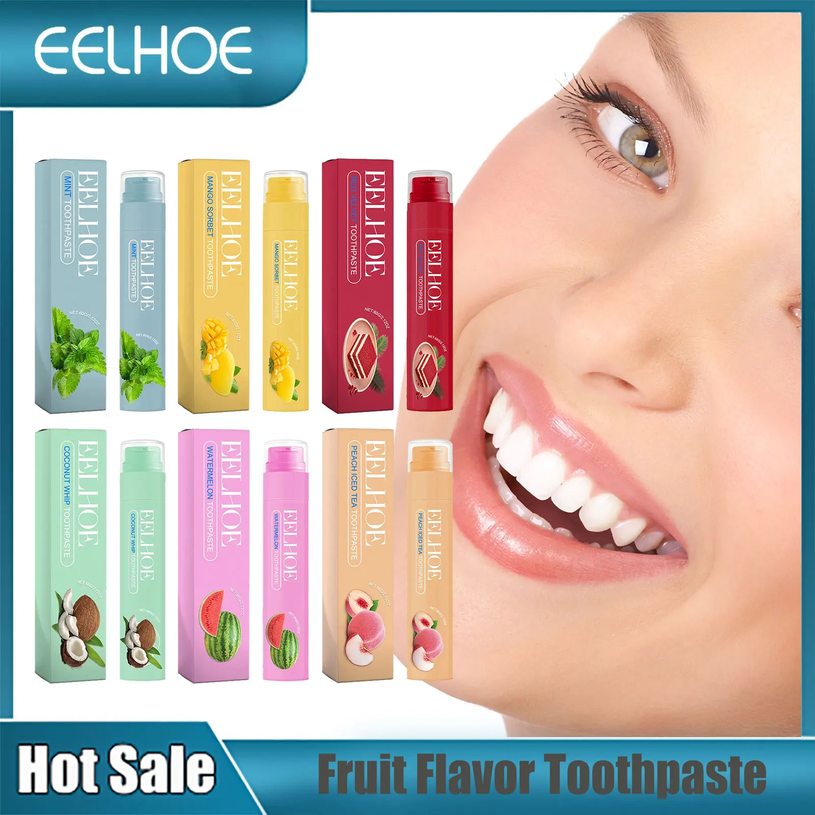 

EELHOE Whitening Toothpaste Tooth Stain Remover Oral Odor Removal Fresh Breath Clean Oral Cavities Teeth Brightening Toothpaste