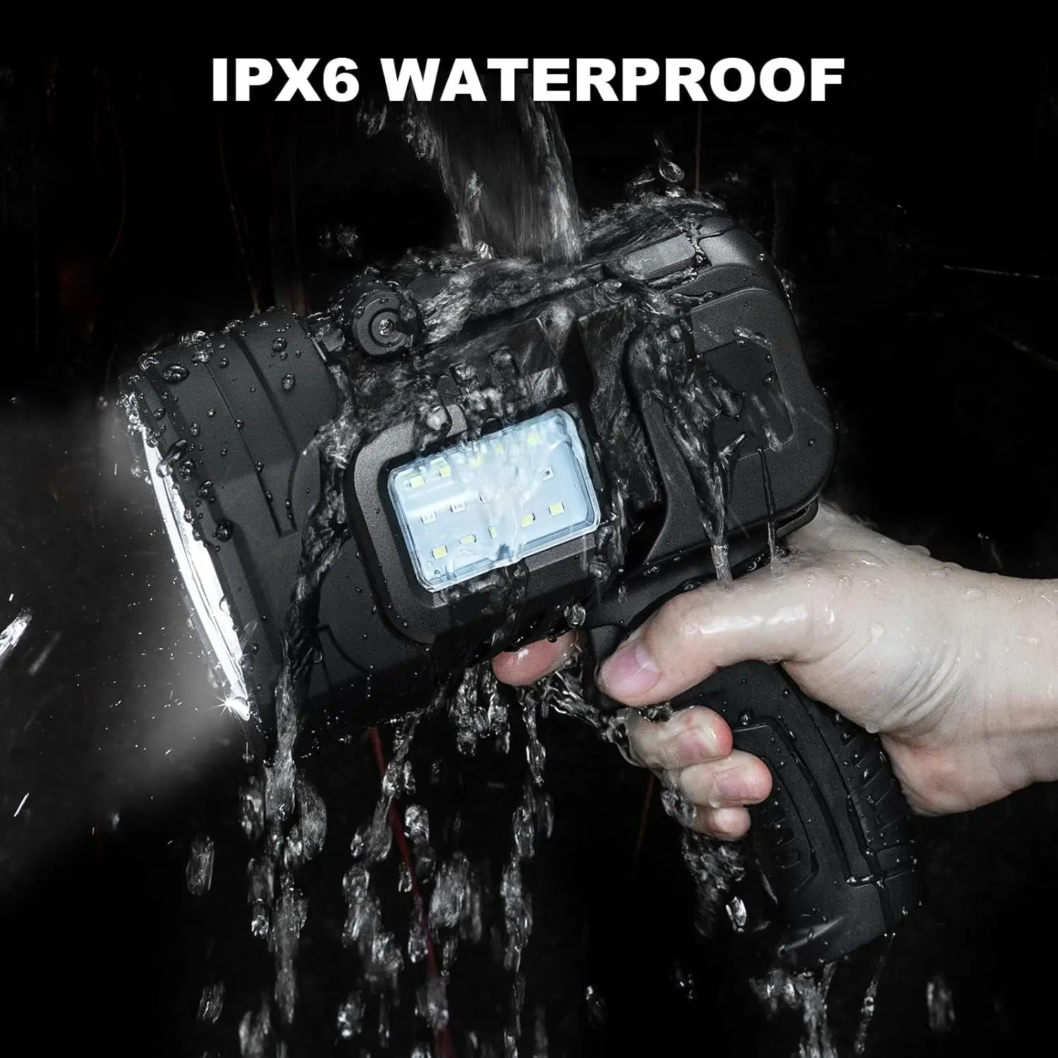 مصباح يدوي كشاف 90,000 لومن قابل لإعادة الشحن، مصباح LED خارجي USB-C للصيد والتخييم والقوارب