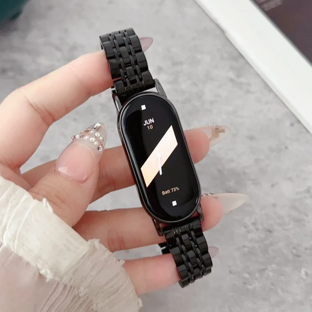 Ремешок для Mi Band 8, металлические браслеты для Xiaomi Mi Smart Band 9, часы Miband 8, сменные аксессуары из нержавеющей стали