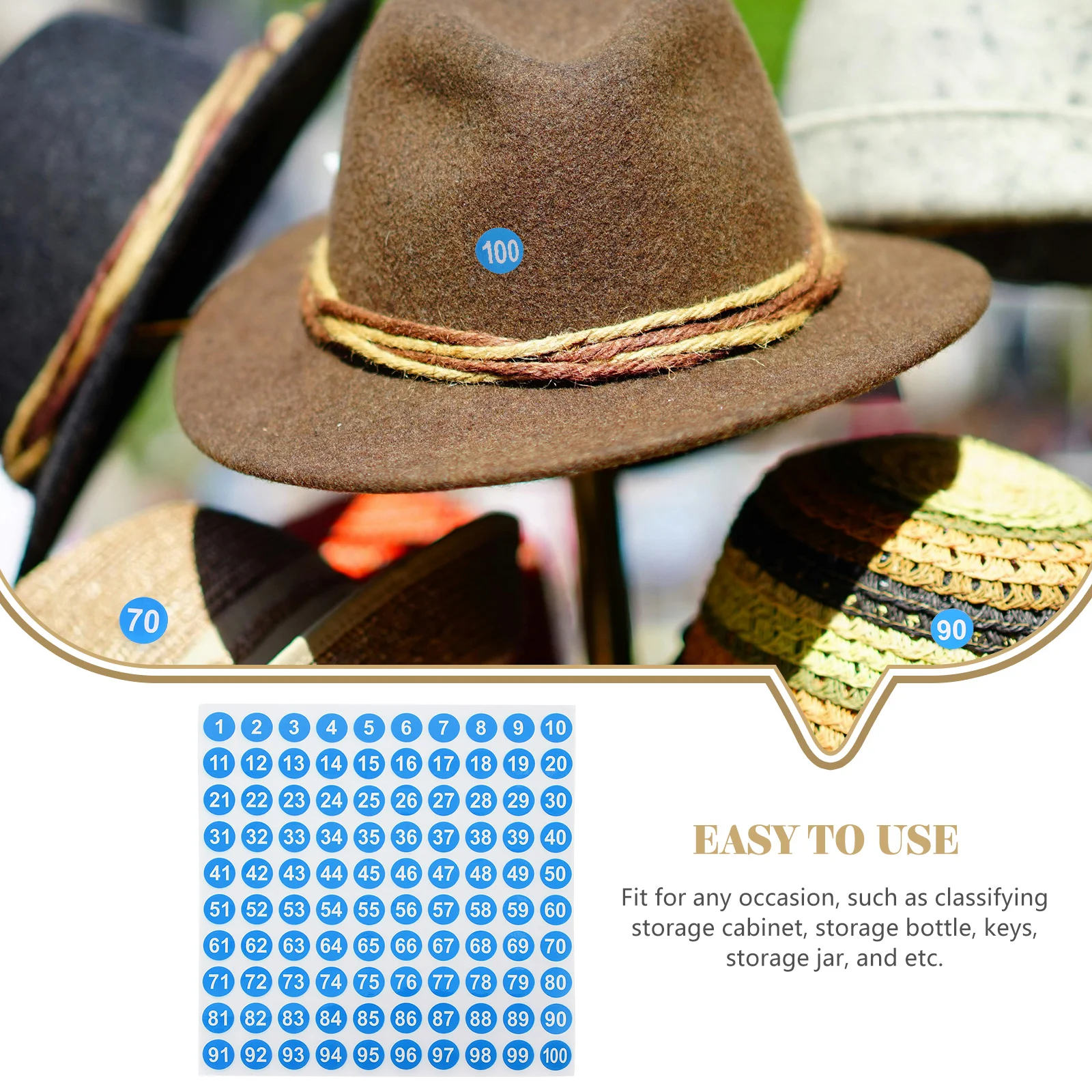 

50 Sheets Number Stickers Waterproof Self-Adhesive Number Labels for Clothes Classification Office Organizing Coding Digital