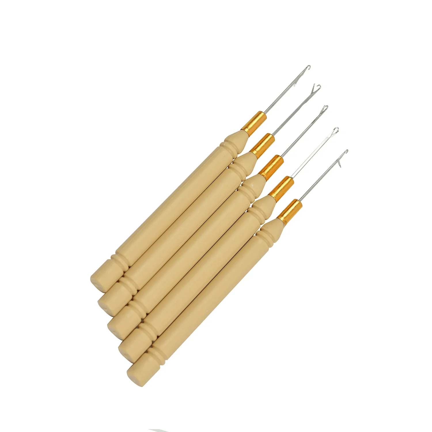 5Pcs Lock Crochet Hook Threader Plastic Handle Pulling Hook Needles for Micro Ring link Beads Hair Extensions Tool