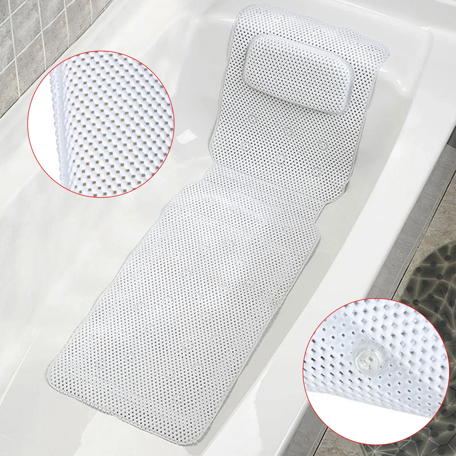 New Soft and Cushioned PVC Bathtub Mat - 36x125cm with Built-in Pillow  Relaxing Baths