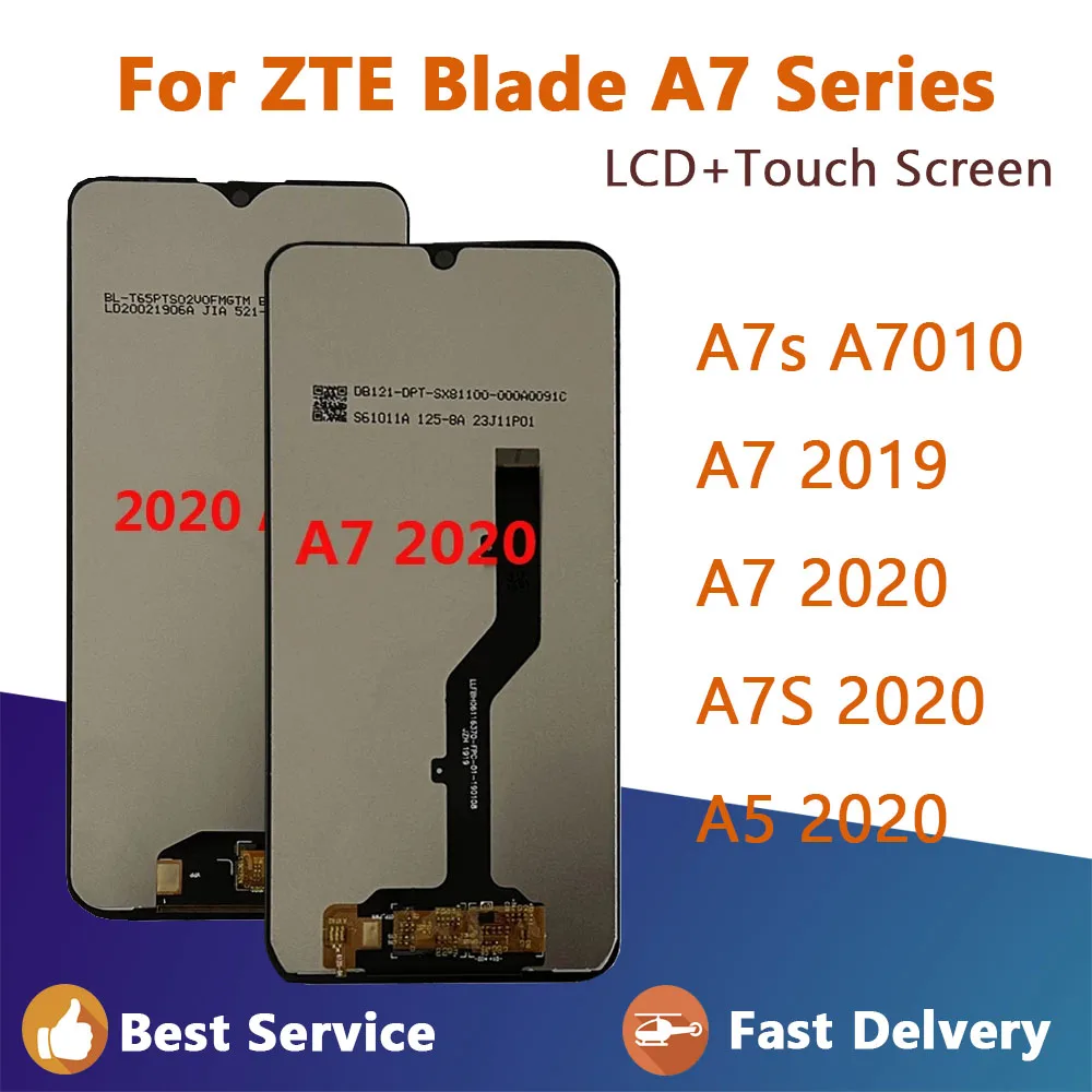 

New Tested For ZTE Blade A7s A7010 A7S 2020 A7020 original LCD Sensor A7 2019 A7000 LCD Display Touch Screen Digitizer