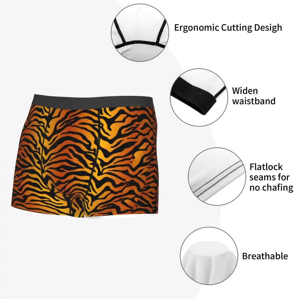 Roupa Interior Exótica Animal Print para Homens, Novidade Boxer Shorts, Cuecas Respiráveis, Calcinha Listra Gato e Tigre