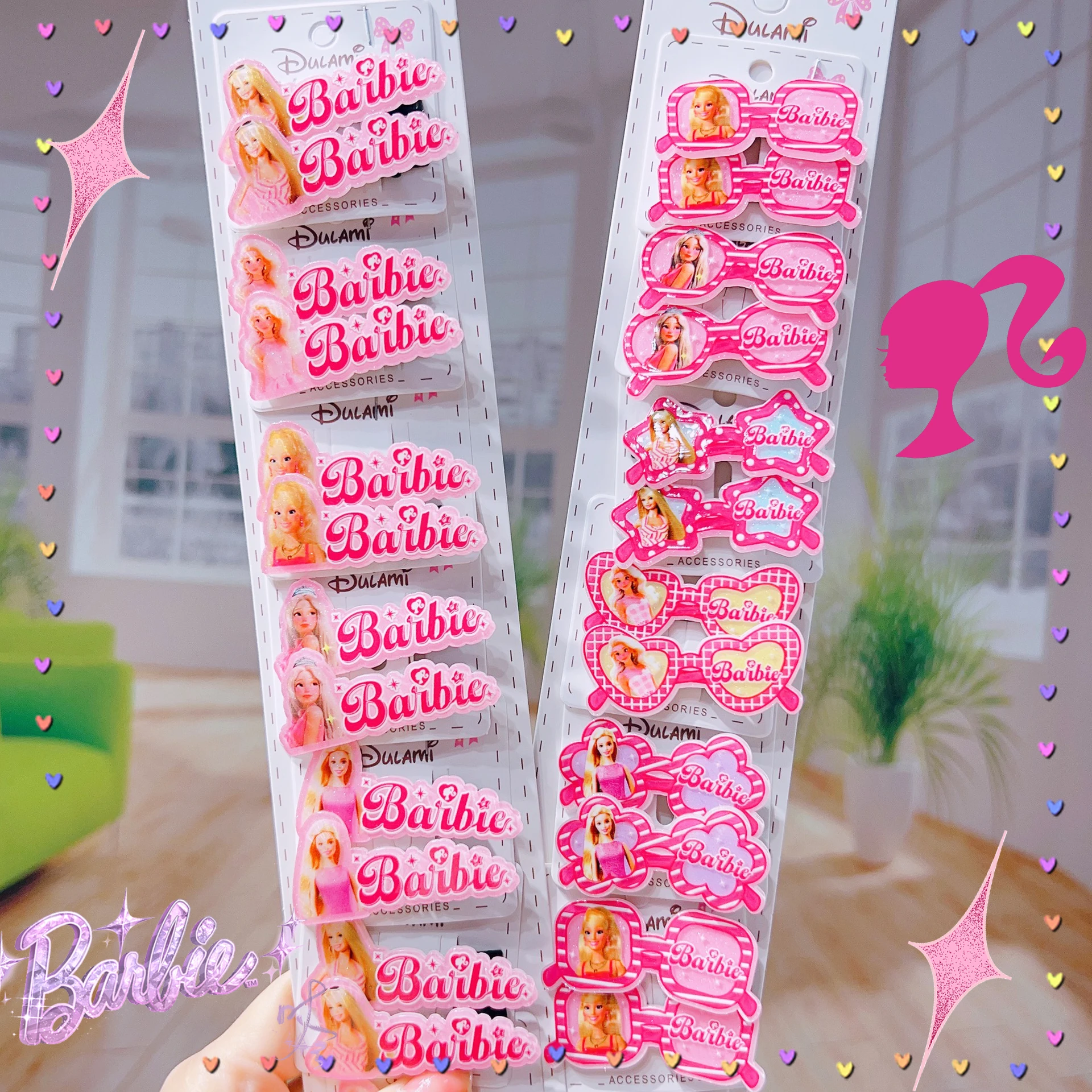 

10Pairs Barbie Hairpins Kawaii Trendy Movie Decoration Stylish Hair Ornaments Sweet Lovely Girls Kids Gift Cute Fashion Delicate