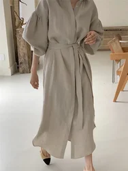 Summer Women Dress Shirt Long Cotton Evening Women Dresses White Female Vintage Maxi Party Oversize Beach Casual Elegant Prom