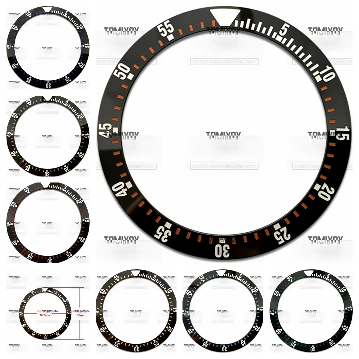 

38MM black ceramic slanted bezel Insert Fit for Sekio007 SKX011 SKX005 009 men's mechanical watches