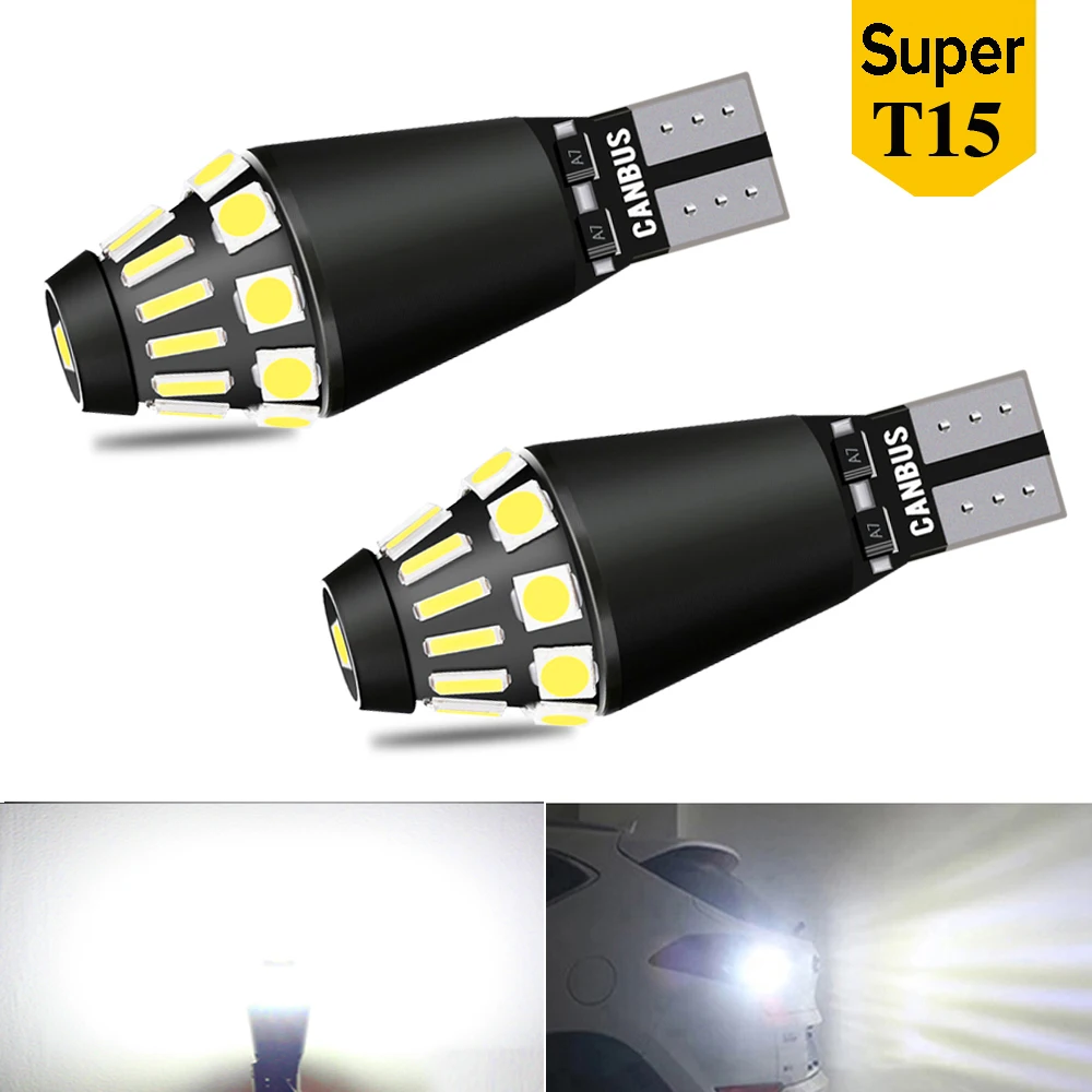 

2pcs W16W Led Reverse Lights T15 24v Canbus No Error 920 921 912 Auto Tail Diode Lamp Car Backup Stop Bulb 6000K White DC 12V