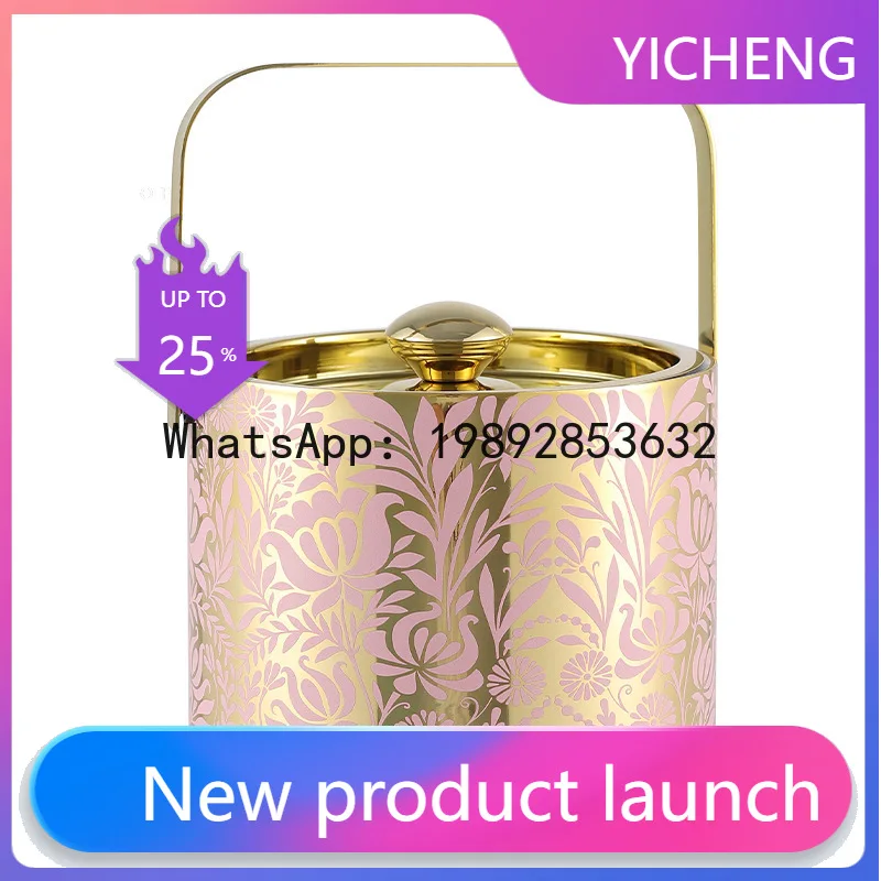 

Stainless steel ice bucket thickened ice bucket bar with double champagne barrel red wine chilled insulated ice bucket