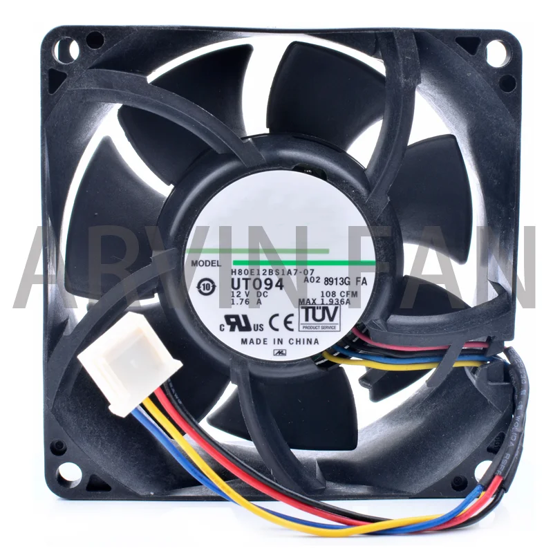 Original H80E12BS1A7-07 8cm 8038 80x80x38mm DC12V 1.76A Server Large Air Volume Cooling Fan