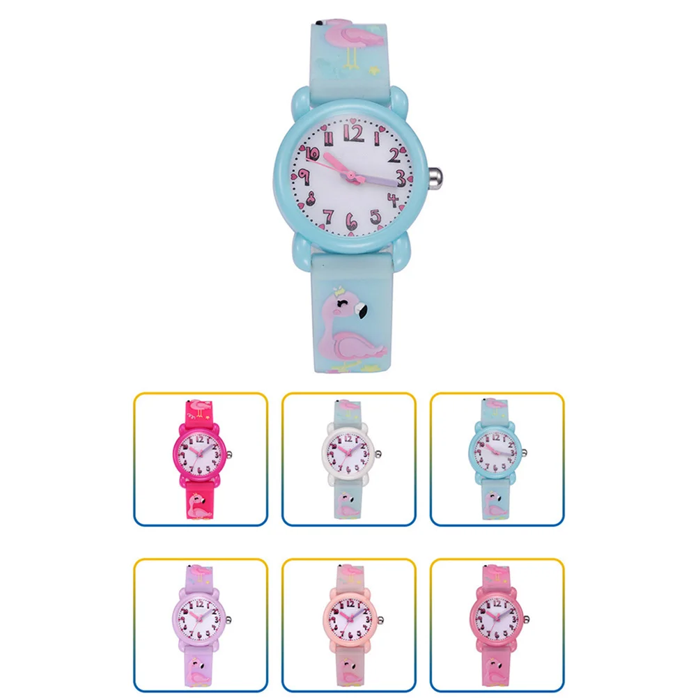 1Pcs Children's Wrist Watch Cute Flamingo Pattern 3D Creative Waterproof Fashion Kids Timepiece Sky- Watch