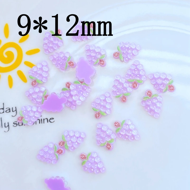 40Pcs New Cute Mini 9*12mm Acrylic Grape Resin Crafts Flatback Cabochon Ornament Jewelry Making Nail Hairwear Accessories