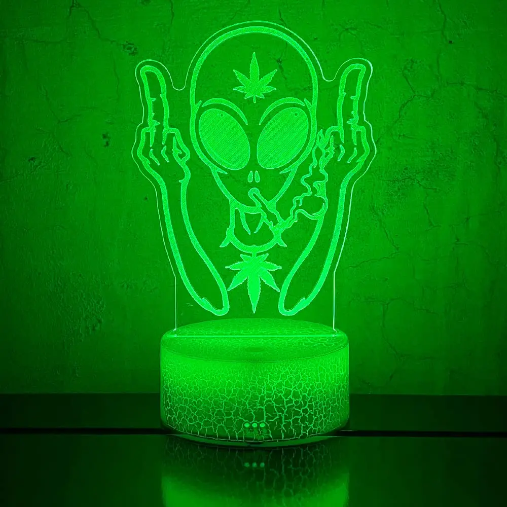 420 Leaf 3D LED Table Lamp Night Light Optical Visual Illusion Home Bedroom Decor Lighting Cool Novelty Birthday Gifts for Kids