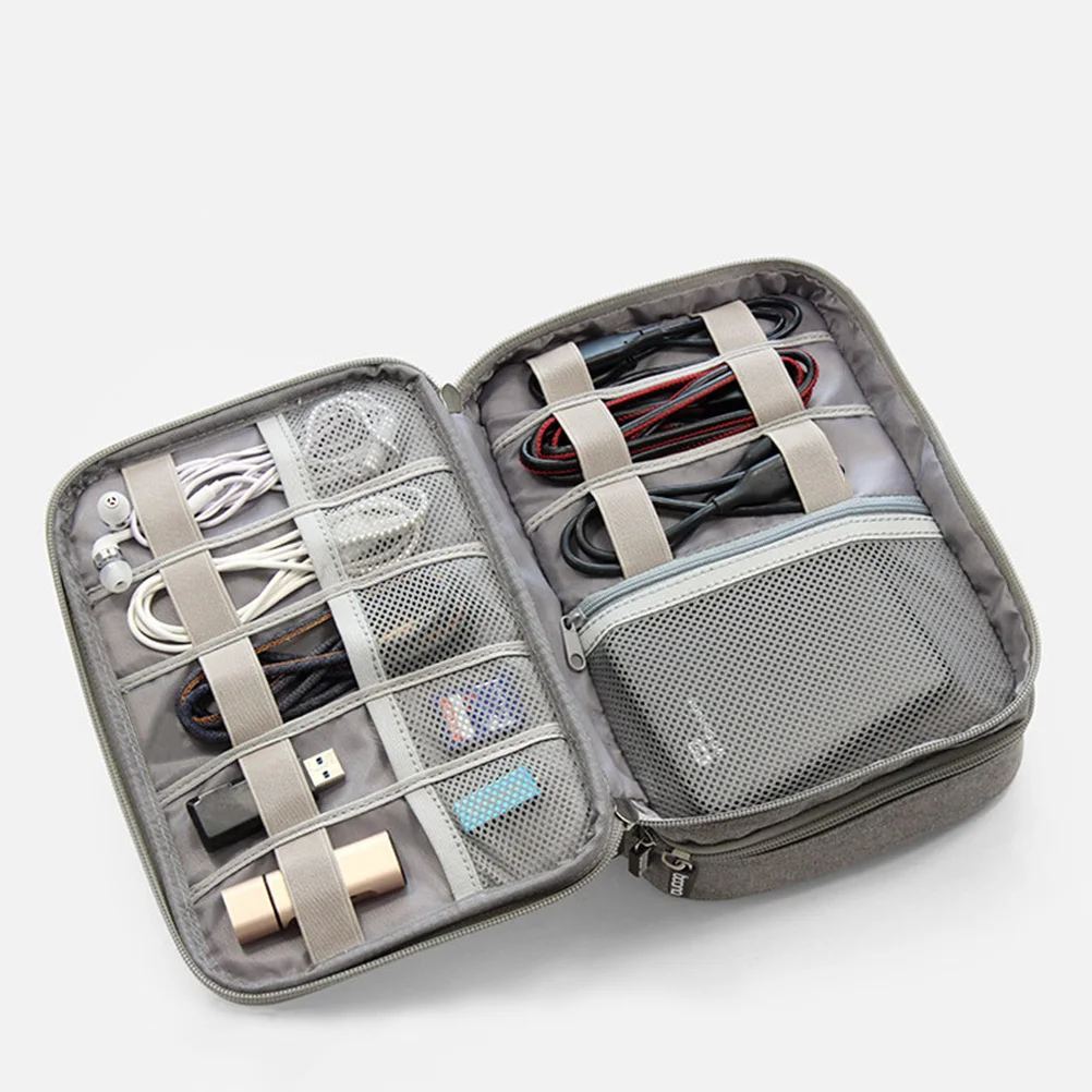 

Data Cable Storage Bag Double Layer Travel Pouch For Power Bank Usb Cables Earphones Smartphone Accessories Organizer Case Small