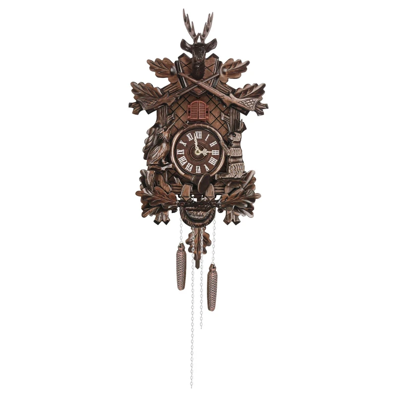 

Wooden Cuckoo Clock with Pendulum Bird Automatic Chiming for Living Room Kitchen Office Wall Decor Silent Quartz Movement Home