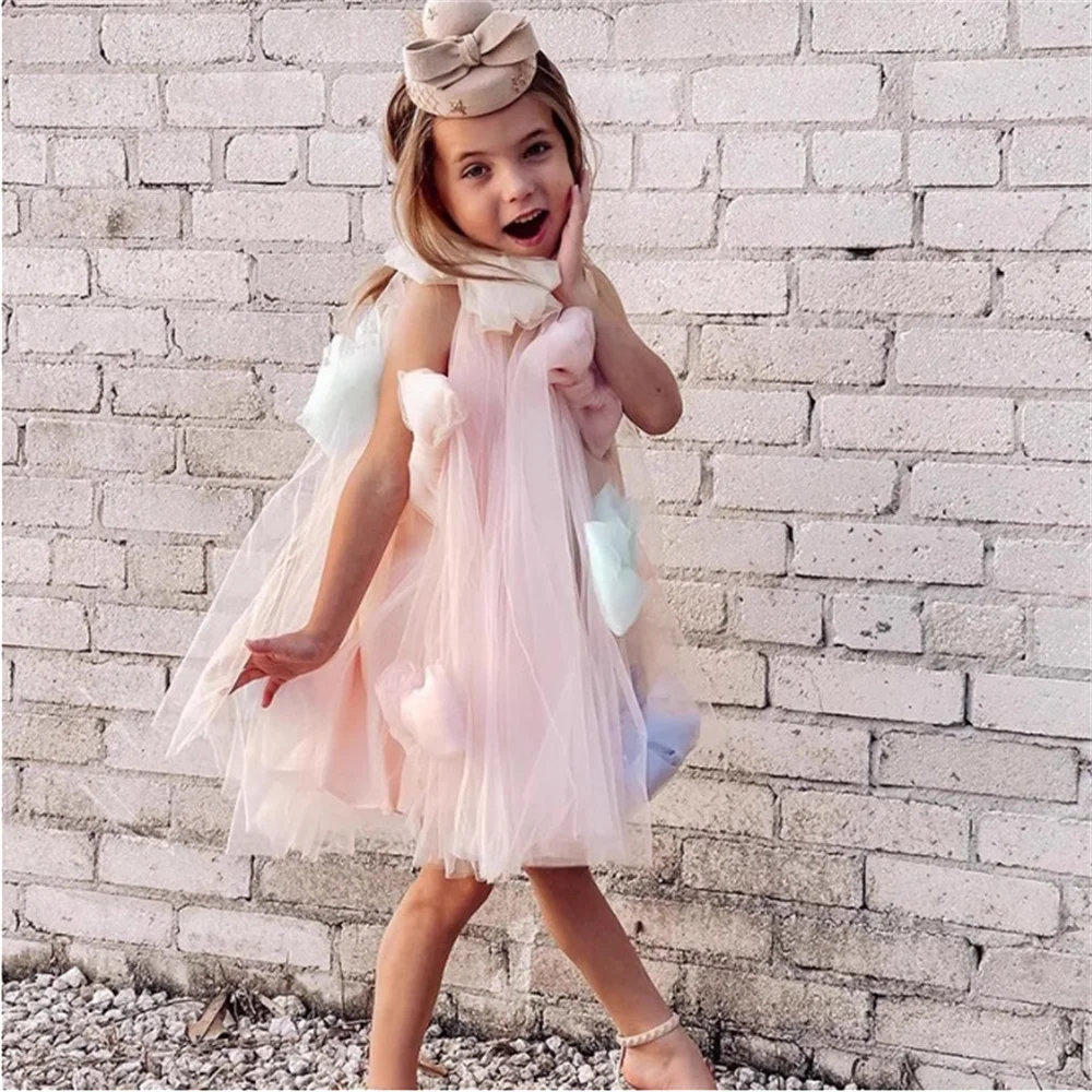 

Baby Girl Princess Bow Tulle Dress Sleeveless Infant Toddler Child Gauze Tulle Vestido Party Pageant Birthday Baby Clothes 2-10Y