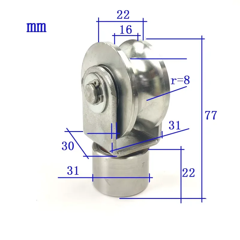 16pcs 2 inch 304 stainless steel sliding door universal wheel,track roller pulley v/u groove roller 360 degree