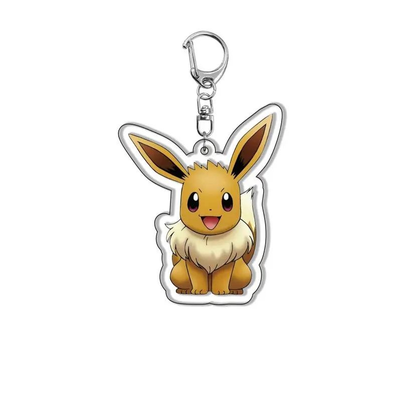 Porte-clés Pokémon Pikachu, figurines d\'action Anime, Charizard, Gengar, Eevee, Mewtwo, porte-clés acrylique double face, jouets pendentif, cadeaux