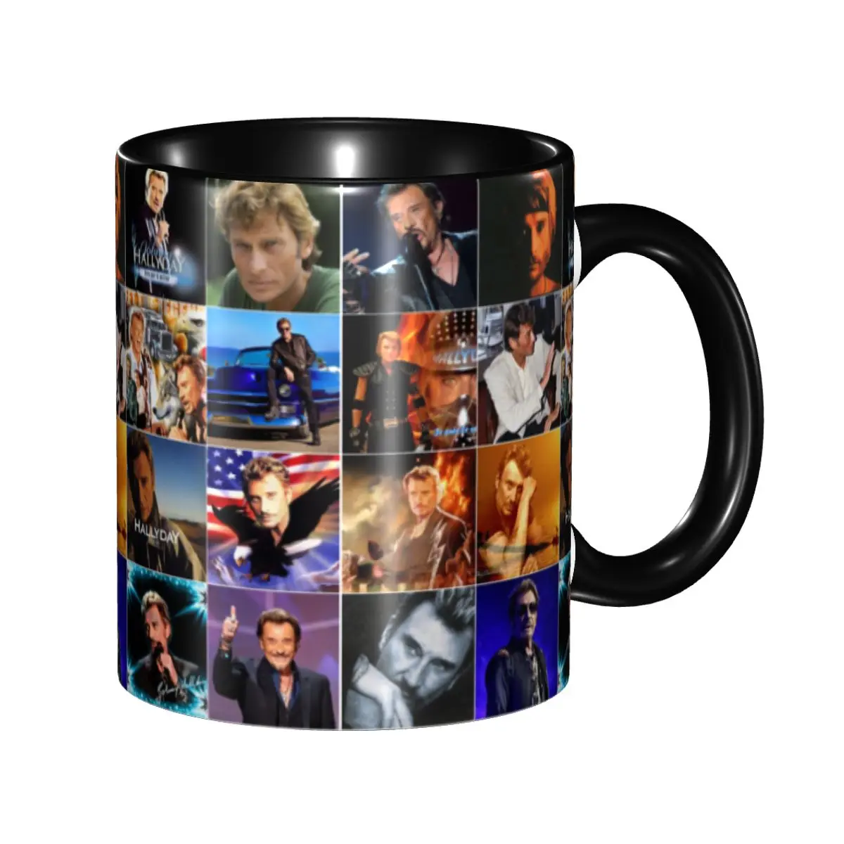 

Customized French Rock Singer Johnny Hallyday Coffee Mug DIY Ceramic Tea Milk Cup