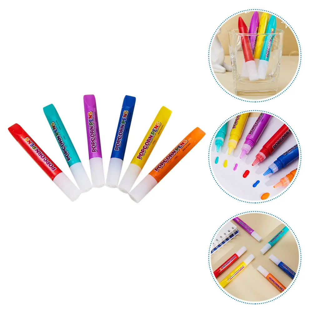 

6 шт. DIY пузырьки красочные ручки для рисования попкорн стиль гладкие ручки для письма многофункциональная портативная ручка для школьного использования