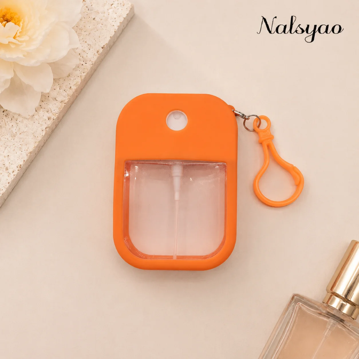 Nalsyao 38ml Spray Kleiner Desinfektionsspray Duftender Veganer Handdesinfektionsmittel mit Schlüsselanhänger Parfüm Alkohol Wassersprayflasche für Reisen – Detail 5
