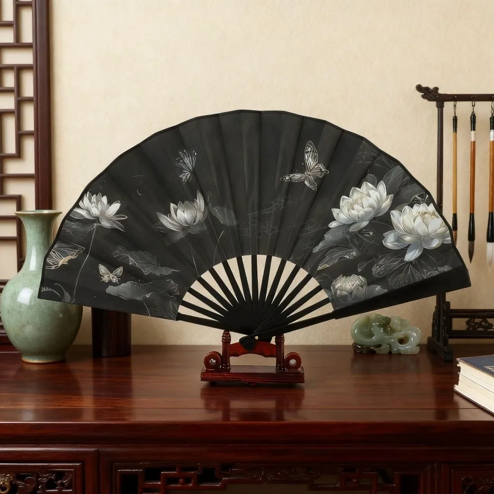 Decoration Collapsible Hand Fan Cloth Chinese Style Dancing Hand Fan Butterfly Bird Home Ornaments Classical Fan Fan Wind