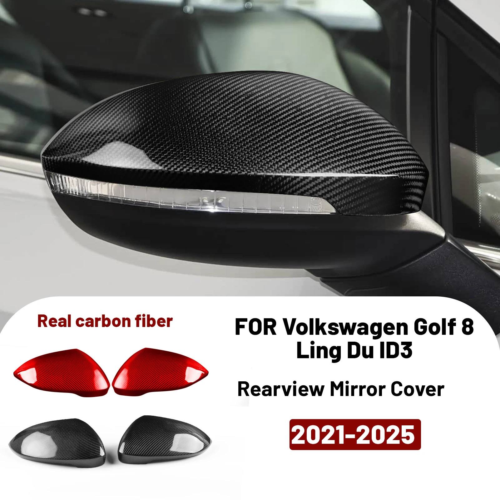 For Volkswagen Golf 8 Lamando ID3 2021–2025 Carbon Fiber Rearview Mirror Car Exterior Accessorie Modification Decoration Sticker