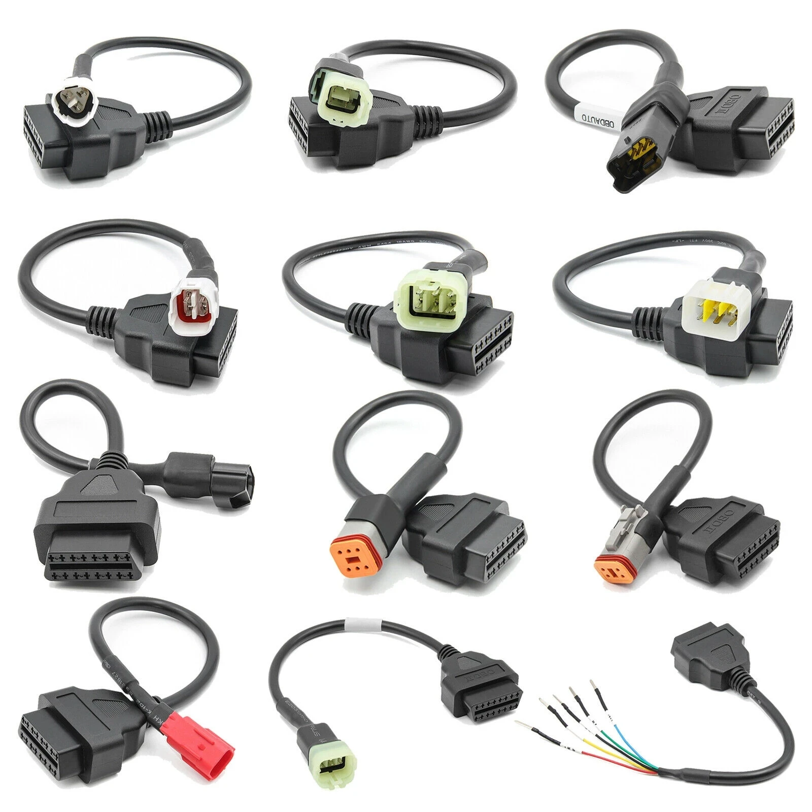 Motorcycle OBD2 Diagnostics Connector for Honda YAMAHA Suzuki Ducati Harley KTM Kawasaki Motorbike OBD Extension Cable Adapter