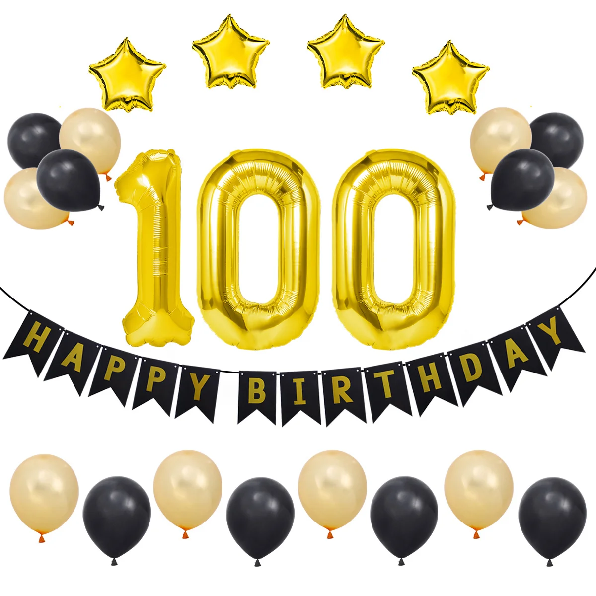 

24 Pcs Geburtstagsluftballons Decorations Happy Birthday Folienballon Babyparty Goldene Balloons