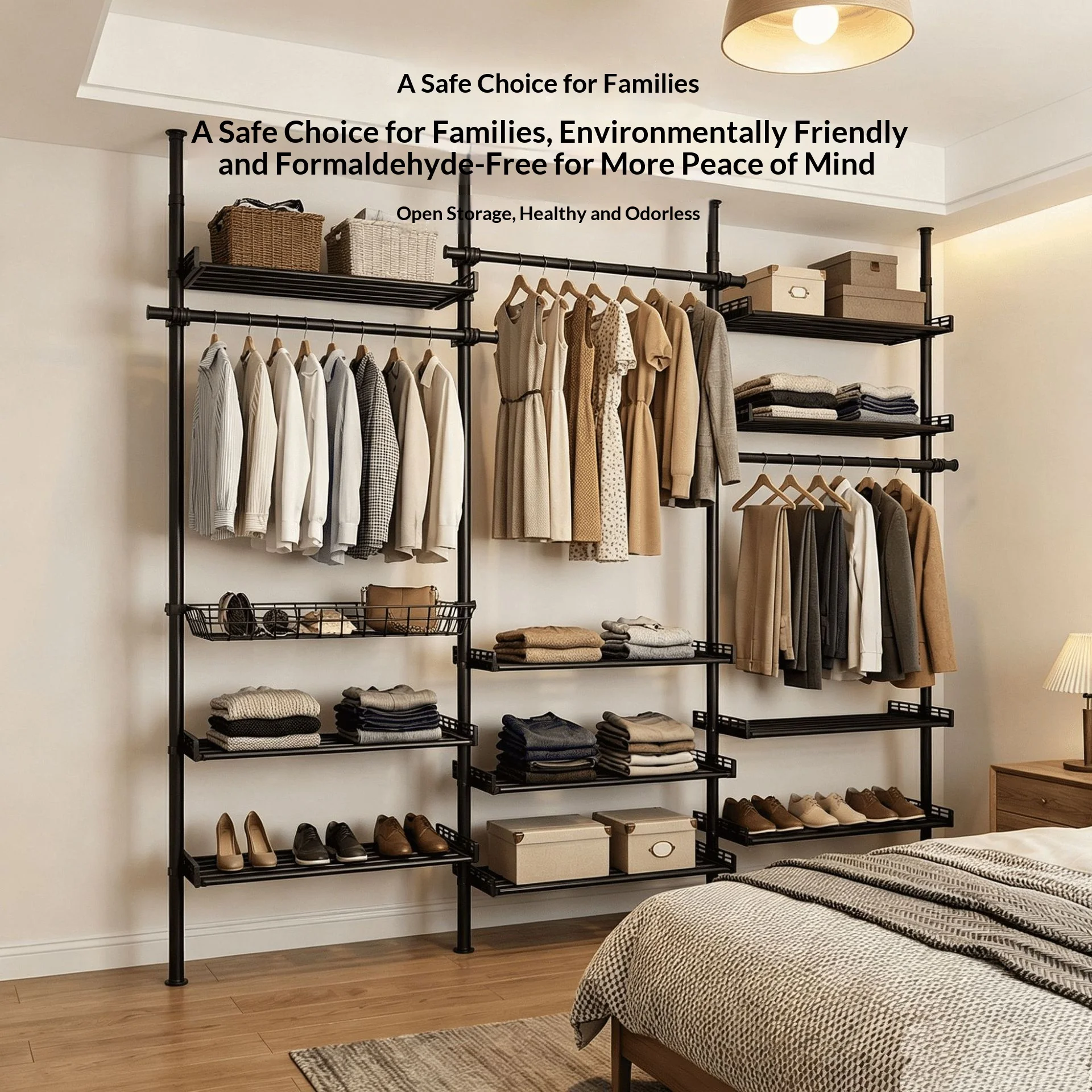 Floor-Standing Vertical Wardrobe Clothes Rack Clothes Drying Rack Simple Punch-Free Bedroom
