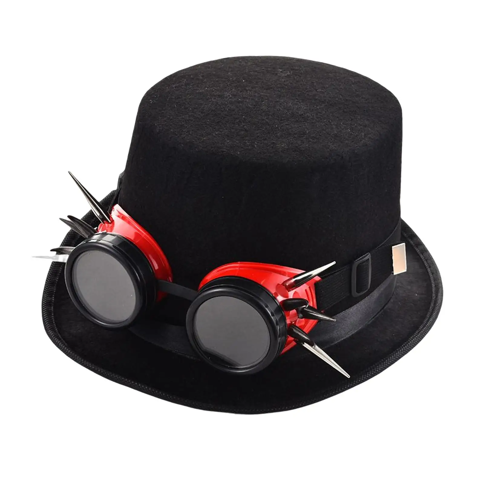 

Punk Goth Steampunk Top Hat with Goggles Cosplay Costume Hat Halloween Hat Durable DIY Head Circumference 54cm Unisex Gift