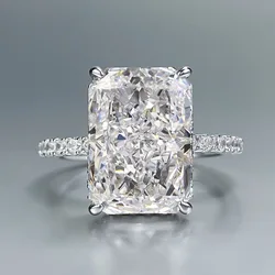 Radiant Cut 5ct Lab Diamond Ring 100% Real 925 Sterling Silver Party Wedding Band Rings for Women Men Engagement Jewelry Gift