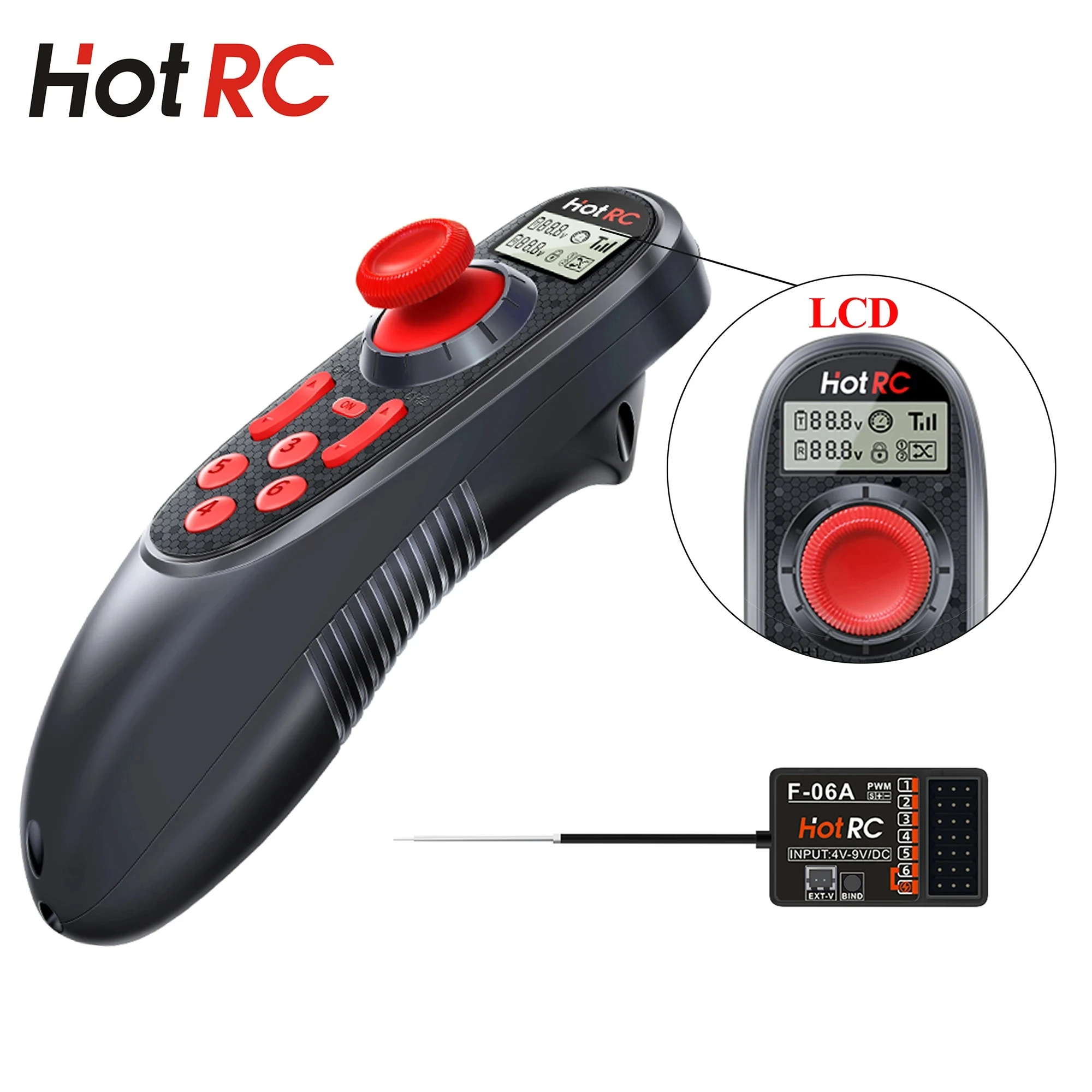 

HOTRC DS-600 6CH 2.4GHz Radio System Transmitter Remote Controller with F-06A PWM 6 Channel Receiver for RC Car Boat Model