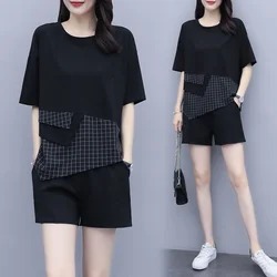 Women's Slim Suit Crop Top Shorts Two Piece Set 2022 Summer New Korean Plus Size Clothing Casual Loose Fashion Outfits For Women