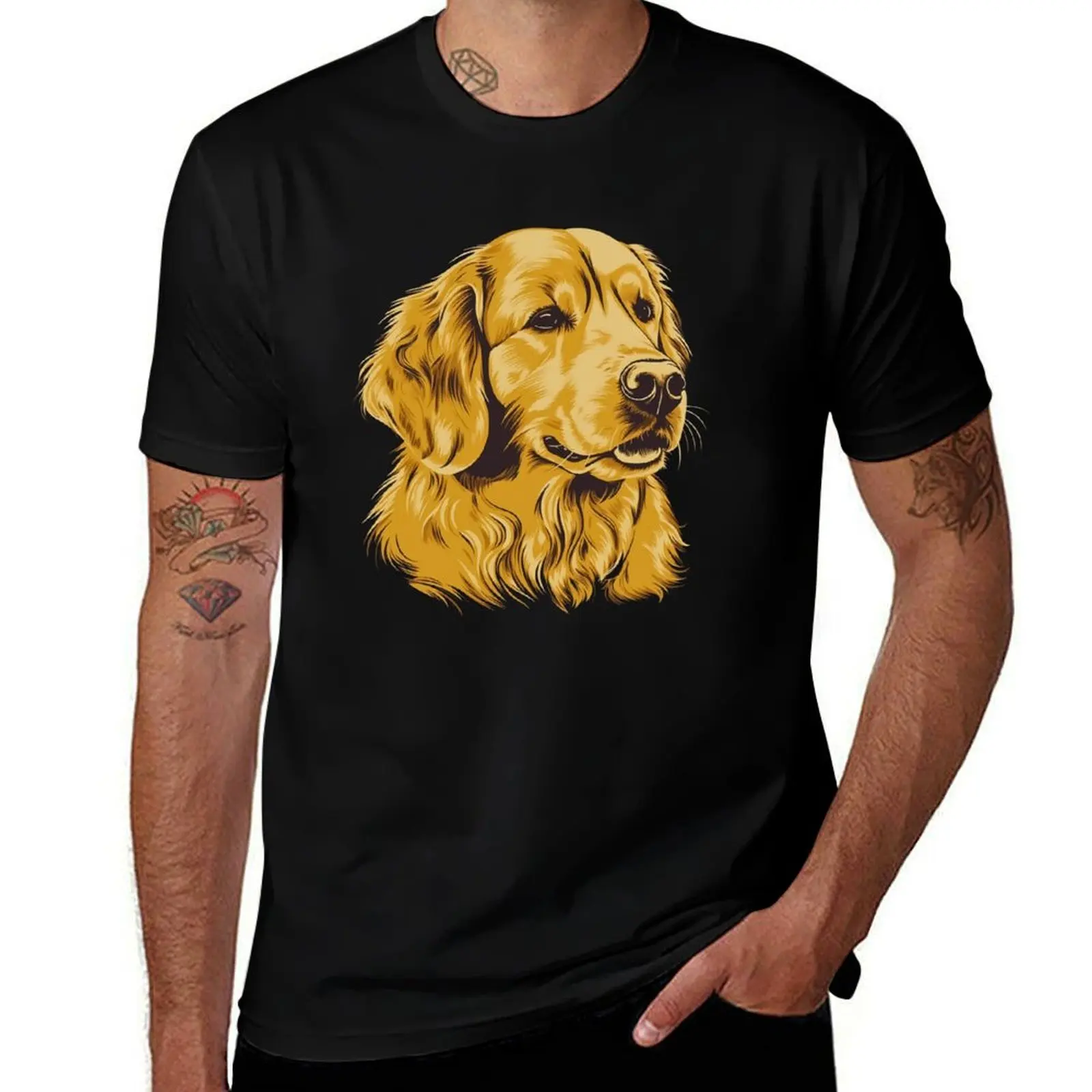 

Golden Retriever Labrador Dog Illustration T-Shirt Plus Size Loose Fit T-Shirt