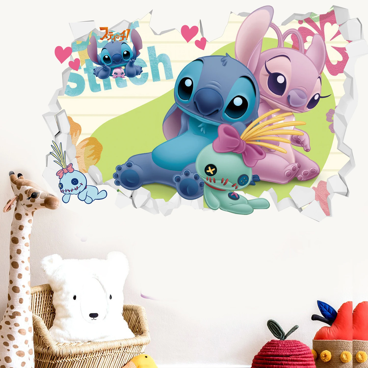 Cartoon Lilo & Stitch Movie Wall Stickers For Kid's Room Kindergarten Living Room Bedroom PVC Wall Decoration Animated Poster