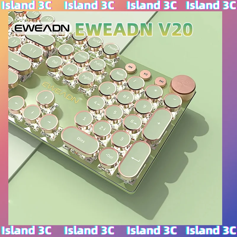 

EWEADN V20 Punk Typewriter Mechanical Gaming Wired Keyboard 104Keys Round Keycaps Backlit Esport Laptop PC Accessories Girl Gift