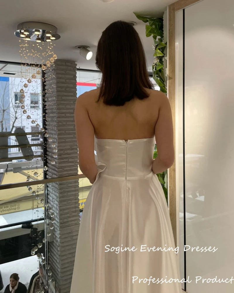 Vestidos de noite de cetim sem alças, vestidos longos de festa de casamento com adornos de cristal até o chão, vestidos de festa de coquetel