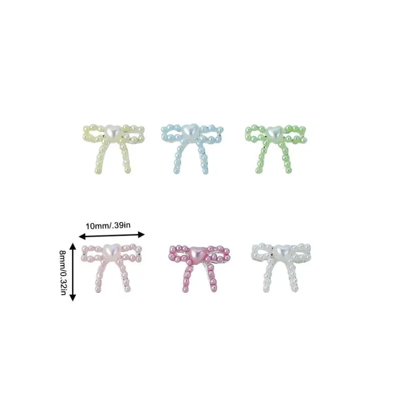 10 pçs bonito macaron colorido 3d resina pérola arco encantos da arte do prego japonês preal bowknot fita decorações da arte do prego para unhas diy