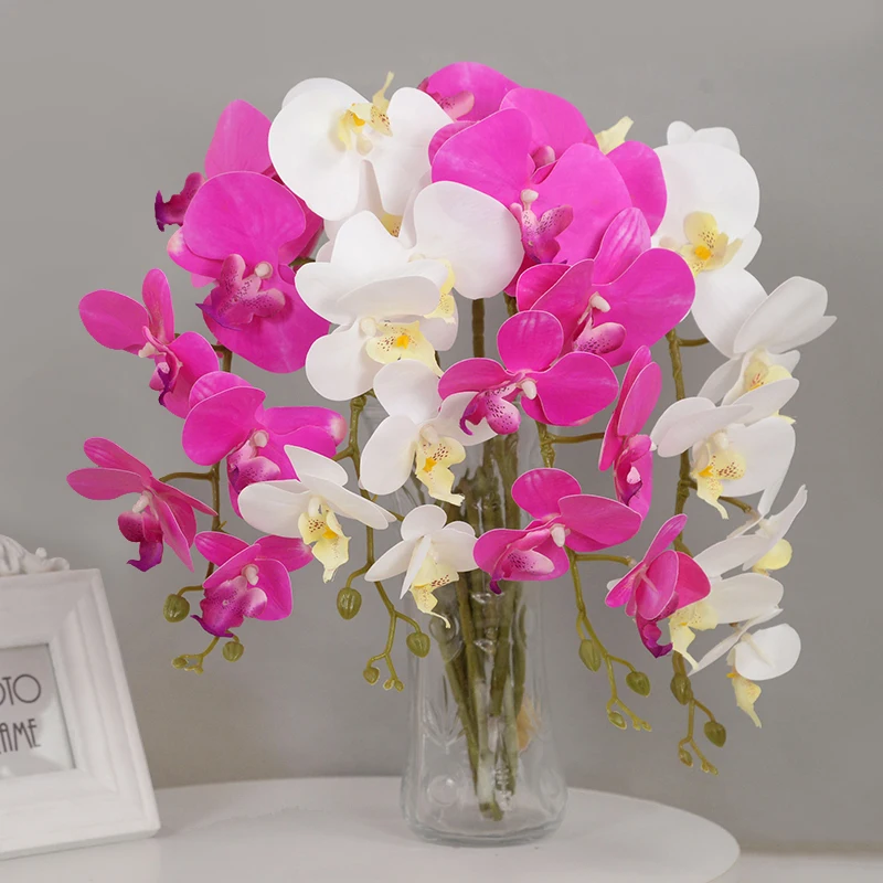 100CM Artificial Butterfly Orchid Flower 9Heads Colorful Moth Orchids Fake Flower Wedding Party Decoration for Home DIY Vase