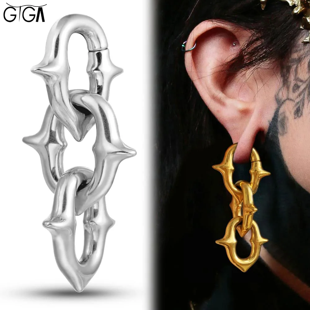 

Giga 1/2PCS 5mm 4G New Chain Ear Weights Hangers Plugs Expander Stainless Steel Piercing Earrings Women Man Fashion Jewelry Gift